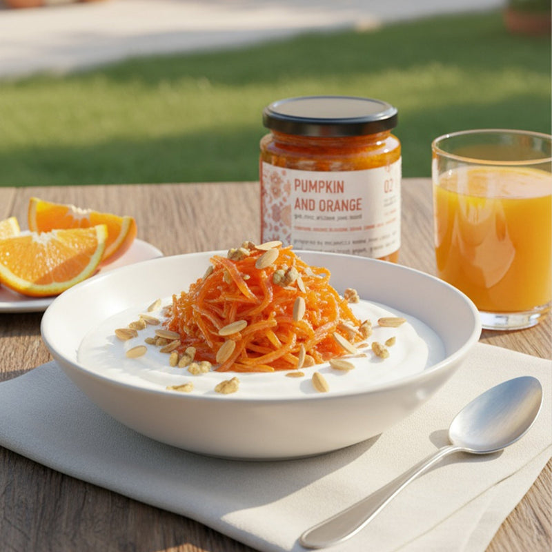 Jar Thuraya pumpkin and orange blossom jam, traditional Lebanese jazarieh