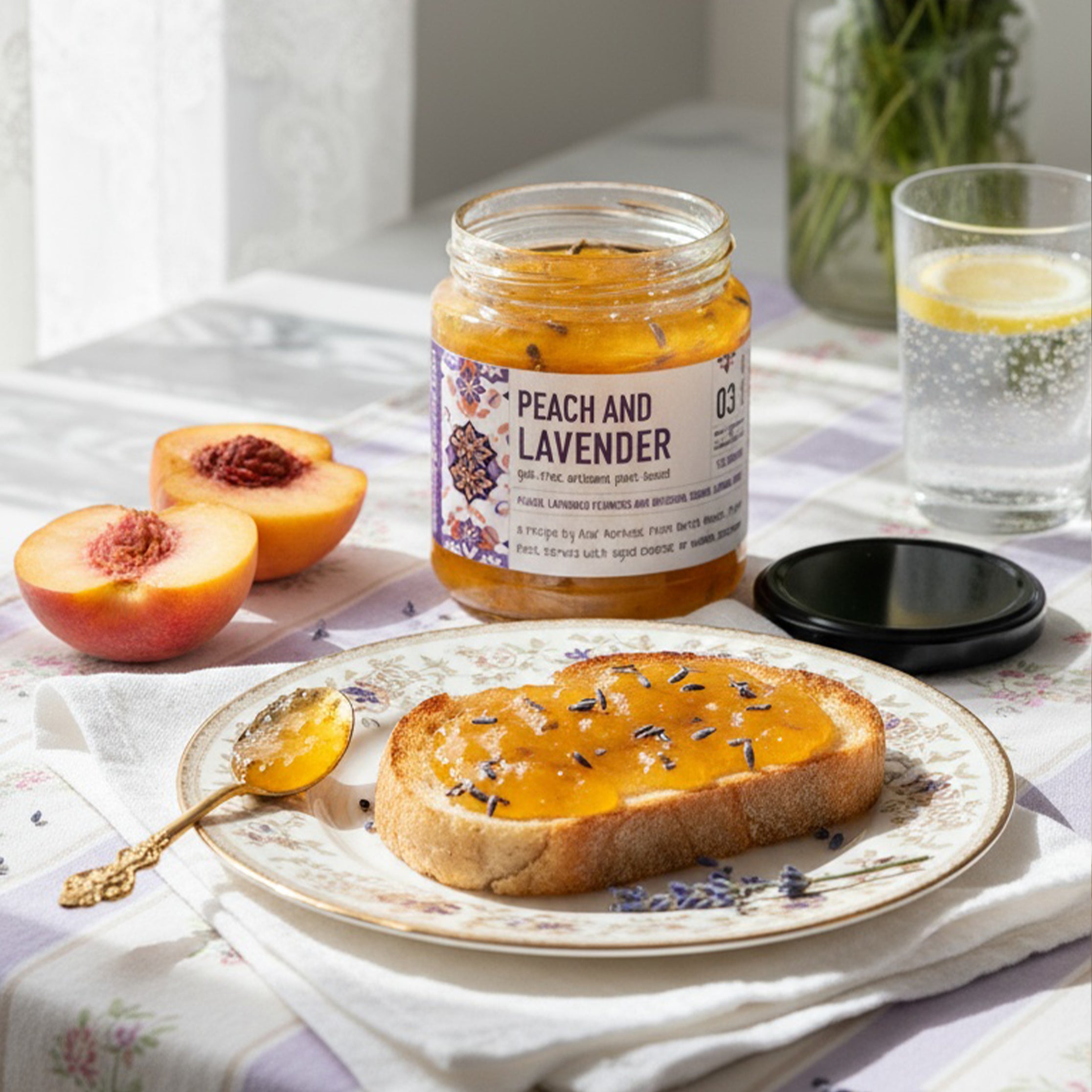 Peach and Lavender Flowers Jam