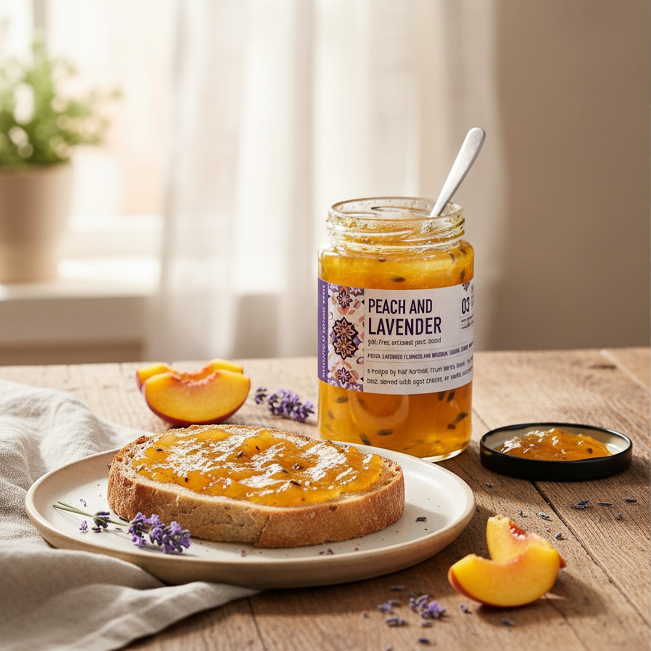 Peach and Lavender Flowers Jam