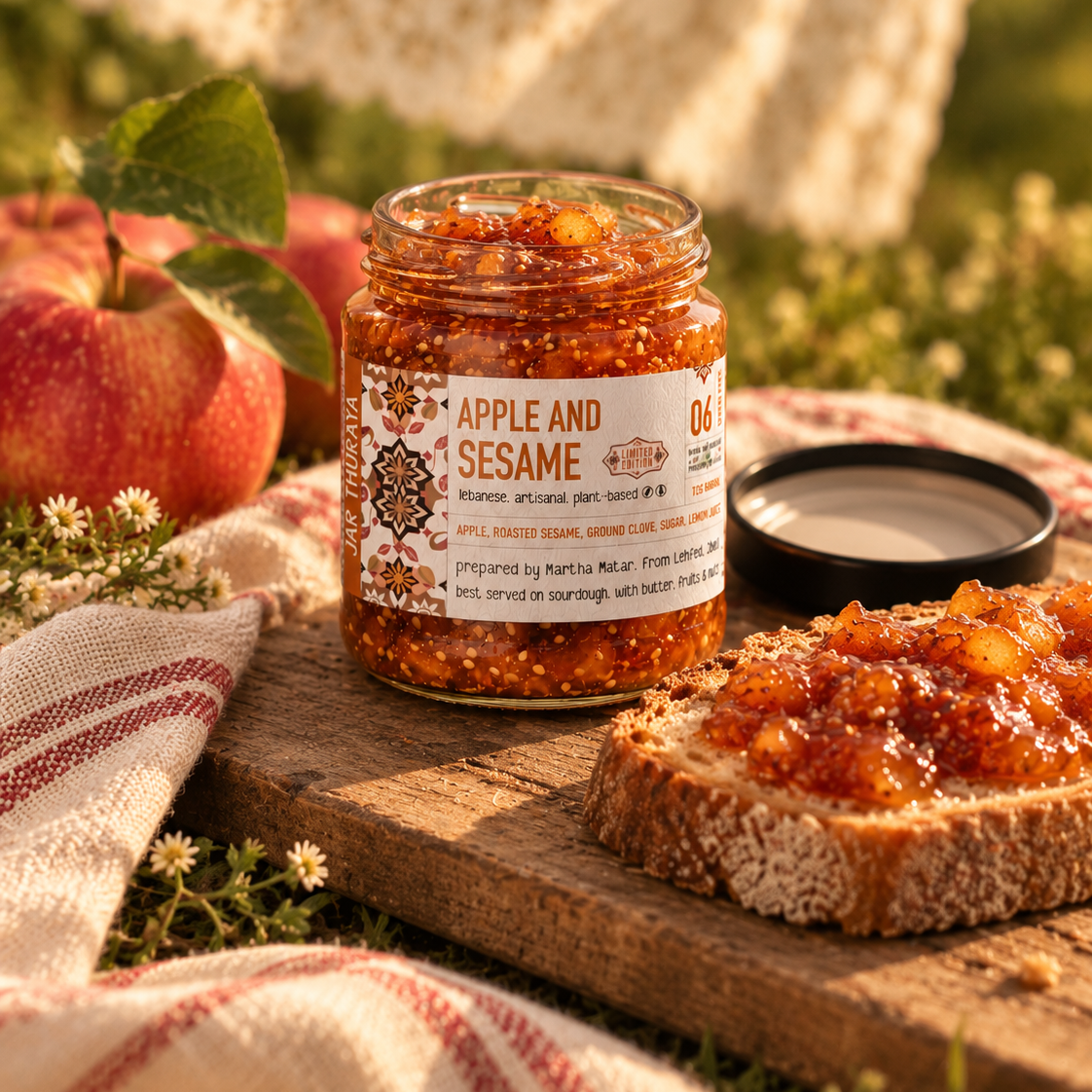 Food shoot, sourdough with jam