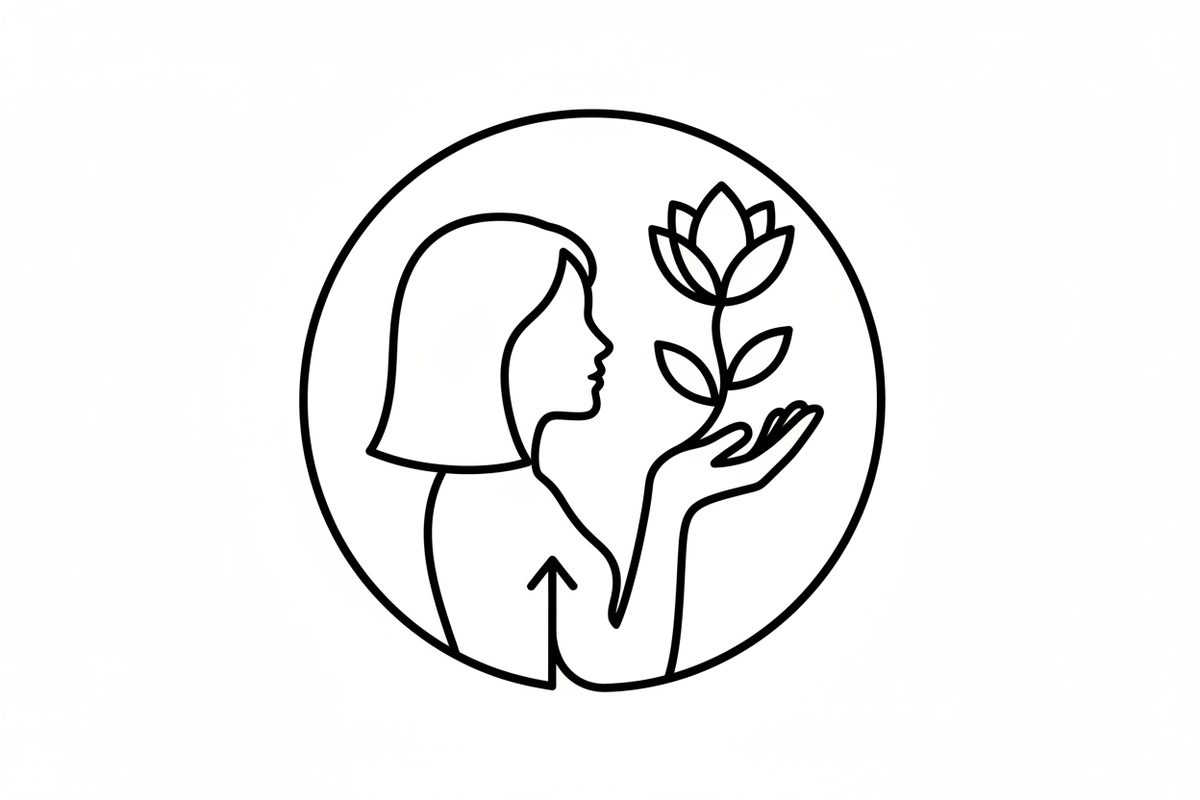 icon for women empowerment, line simple black outline icon style