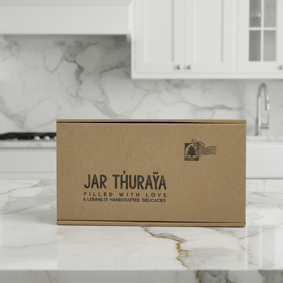 Jar Thuraya kraft box on marble
